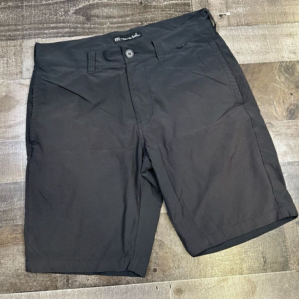 Travis Mathew Men’s 32 Golf Shorts Black Grey Micro Striped Performance Chino
